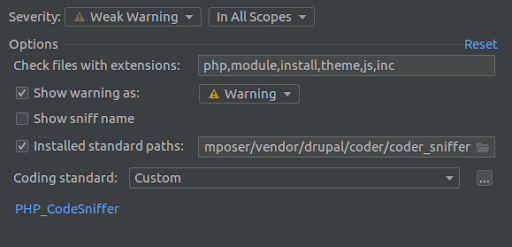 Adding .module, .install, theme extensions to the Check files with extensions list in PHPStorm