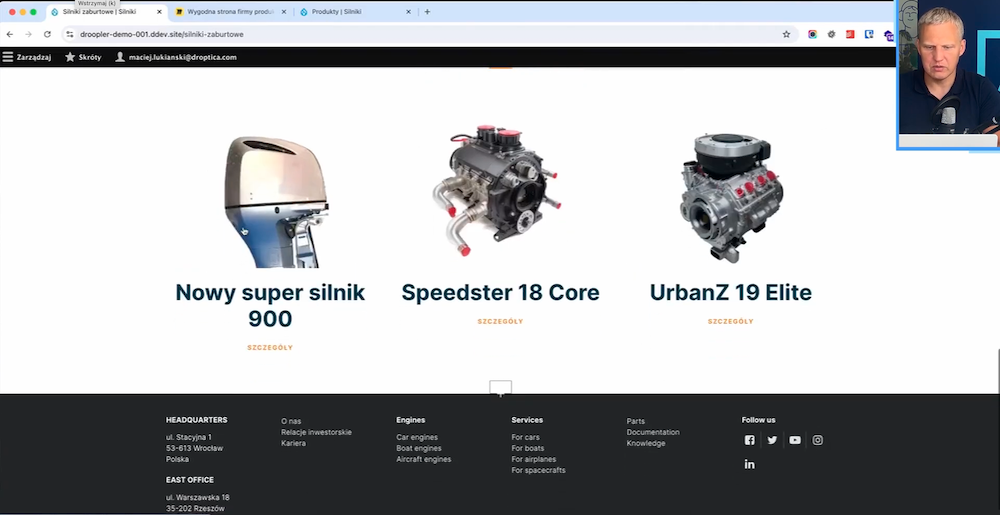 An example of how to display products on a page for a manufacturer using Droopler distribution.