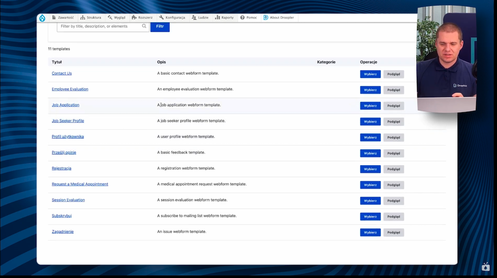 Ready-made templates in Webform allow you to quickly create a job application form for the website.