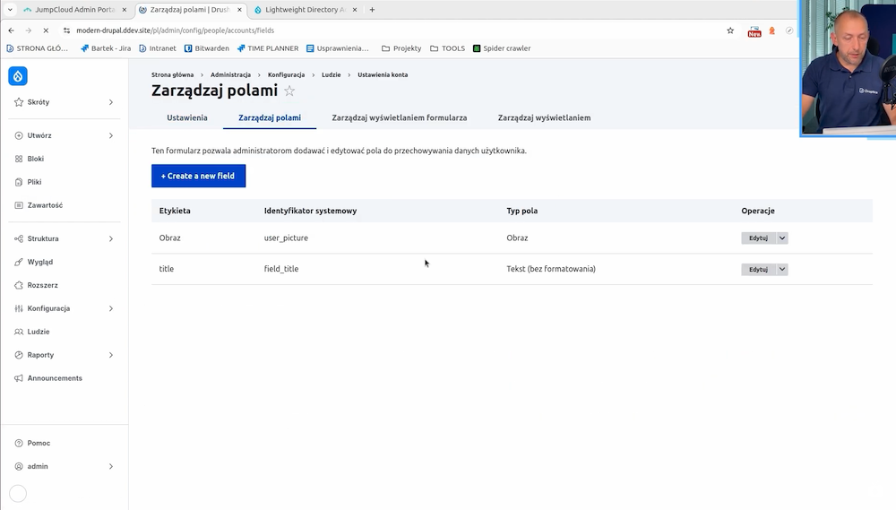 Adding custom fields for LDAP data in the "Manage Fields" section of Drupal.