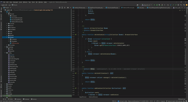 The Ctrl + E PhpStorm shortcut shows a pop-up with recently opened files