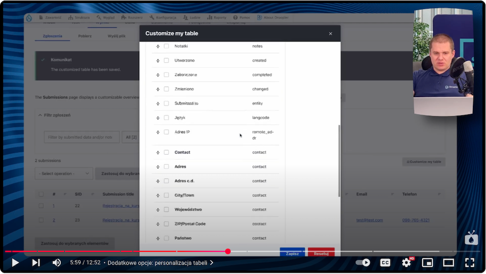 View of a window with customization of a multi step form in the Webform module in Drupal.