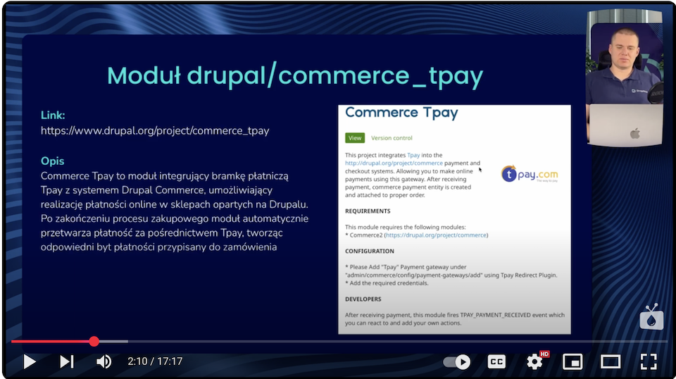 A presentation describing the Commerce T-Pay module that allows you to set up online payments in your store.