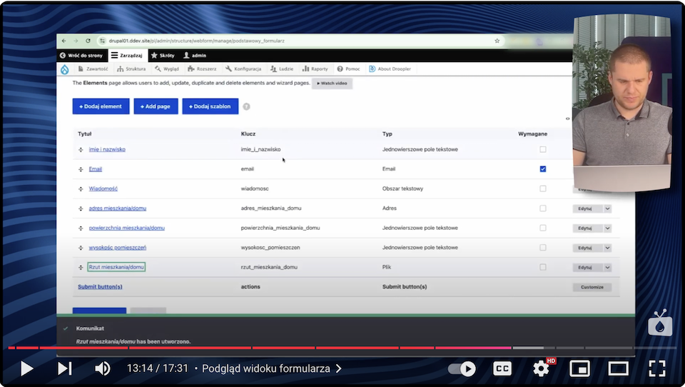 View of the elements of the form to which you can add graphic files in PDF and JPG format.