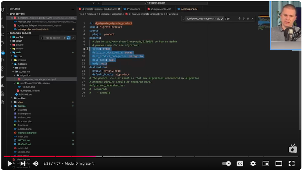 Creating the Demigrate module needed for data migration using the Drush command.