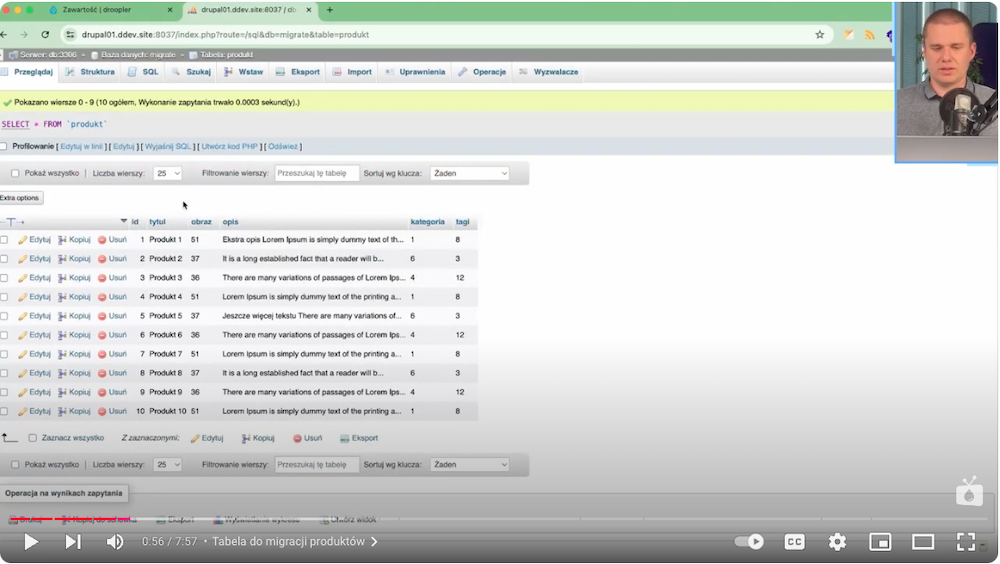 An example of an external database for data migration products for Drupal.