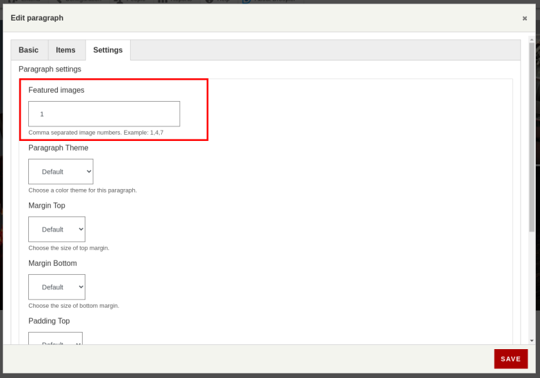 Settings of the d_p_tiles paragraph in Droopler