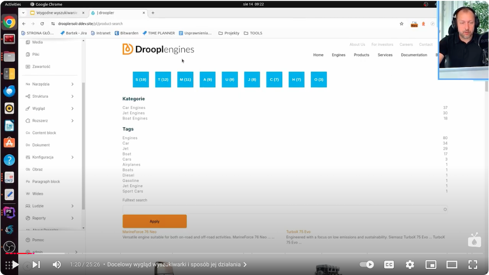 A ready-made product search engine for a website based on Droopler's installation profile.