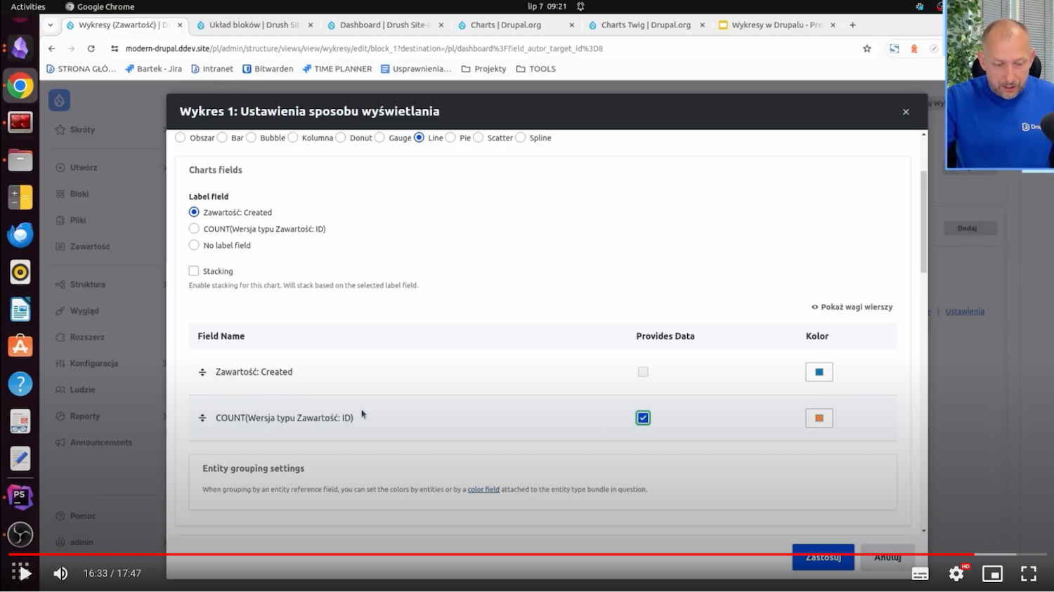 Settings for how the chart is displayed in Drupal with the Charts module.