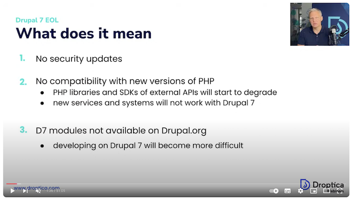 We conducted a webinar with strategies for Drupal 7 websites after the system's support ended.