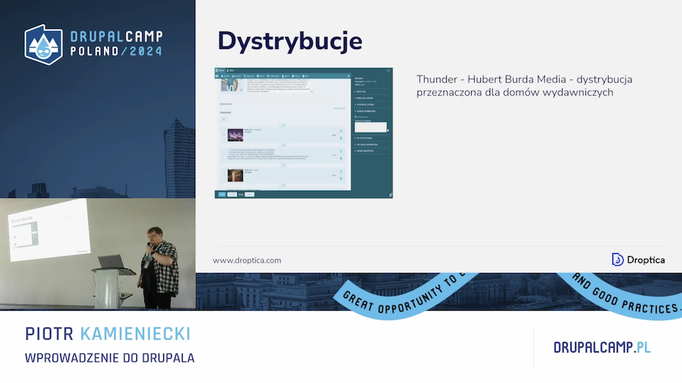 An example of a presentation at the DrupalCamp Poland 2024 conference about Drupal, the best content management system.