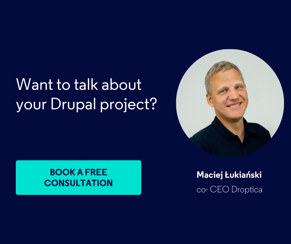 Book a free consultation if you'd like to talk about your Drupal project.