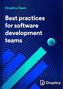 The cover of the exclusive ebook with best practices for software development teams made by experts.