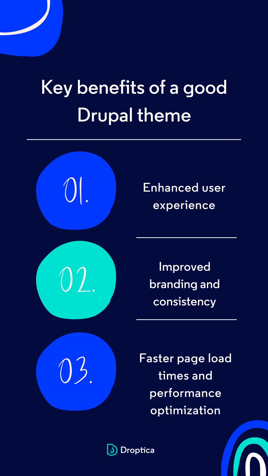 Graphic showing benefits of a well-design Drupal theme