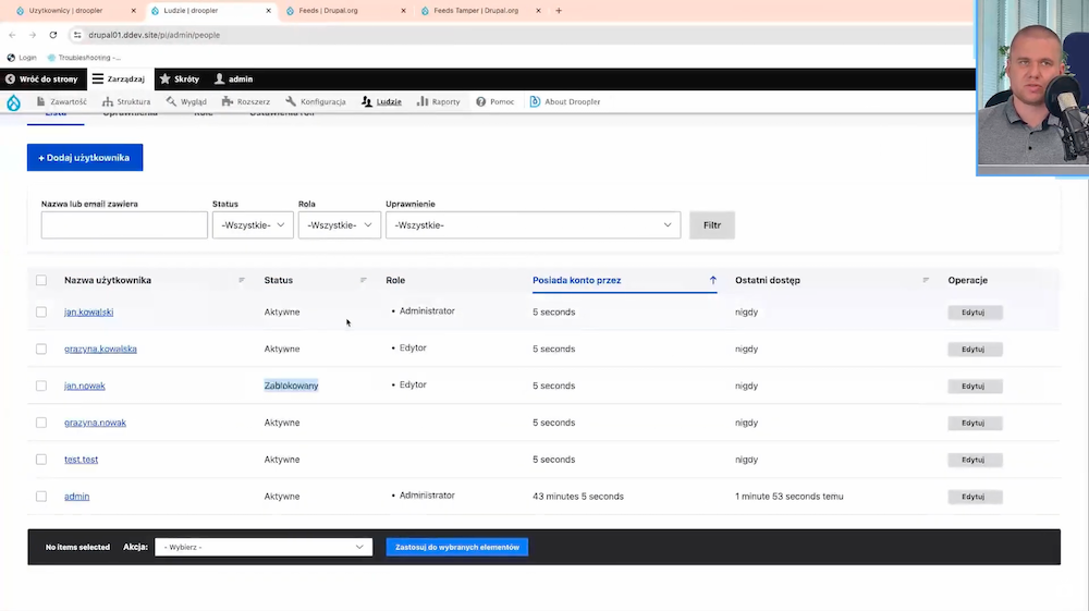 Verifying that user data has been correctly added to the Drupal system from CSV.