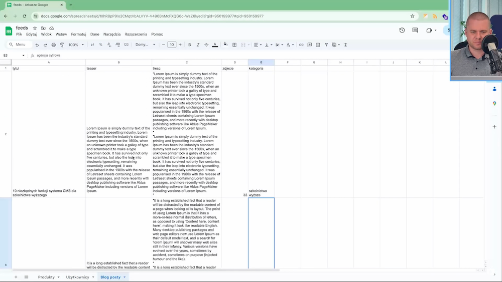 Importing the content of a blog article into Drupal from a CSV file containing the relevant columns.