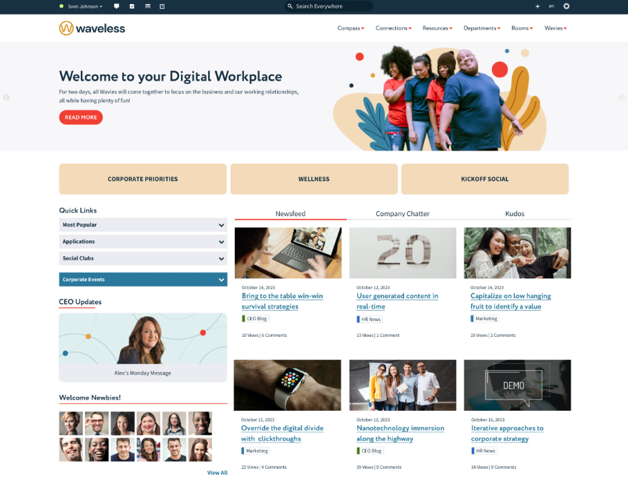 An example of an intranet portal made using the Igloo tool