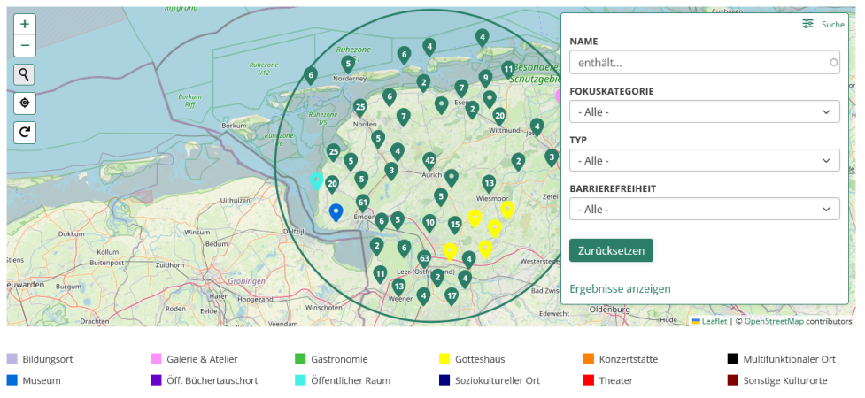 Event map, which is one of the features of the OpenCulturas distribution