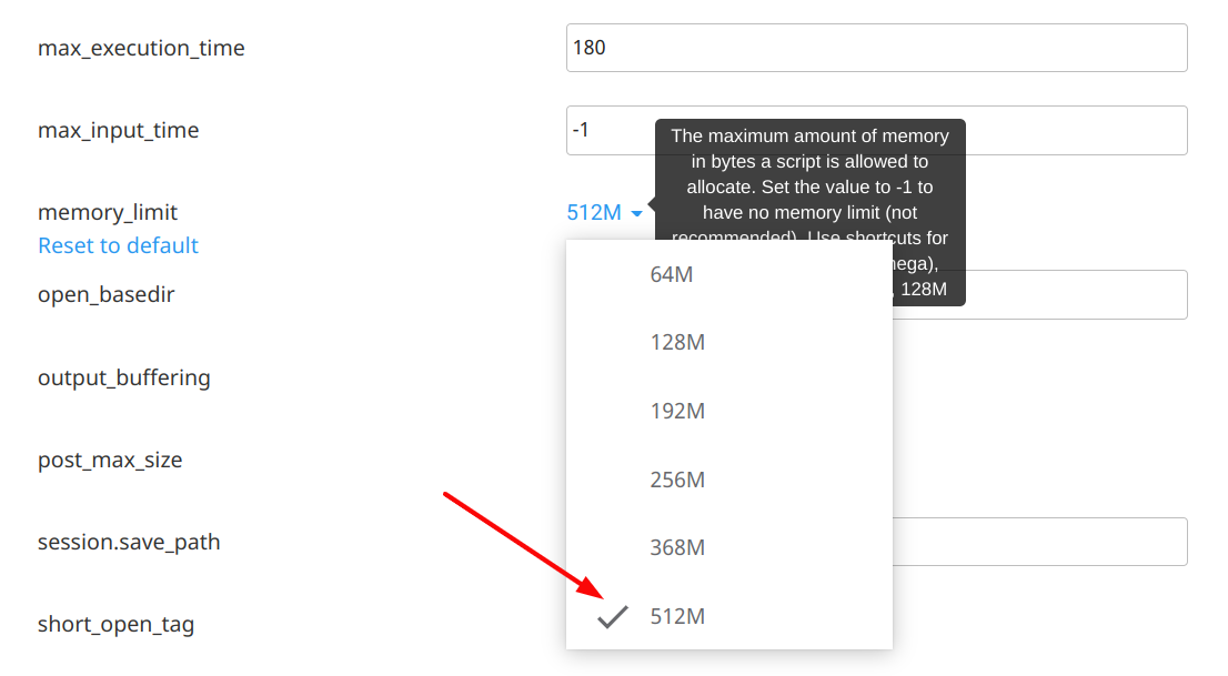 PHP memory limit