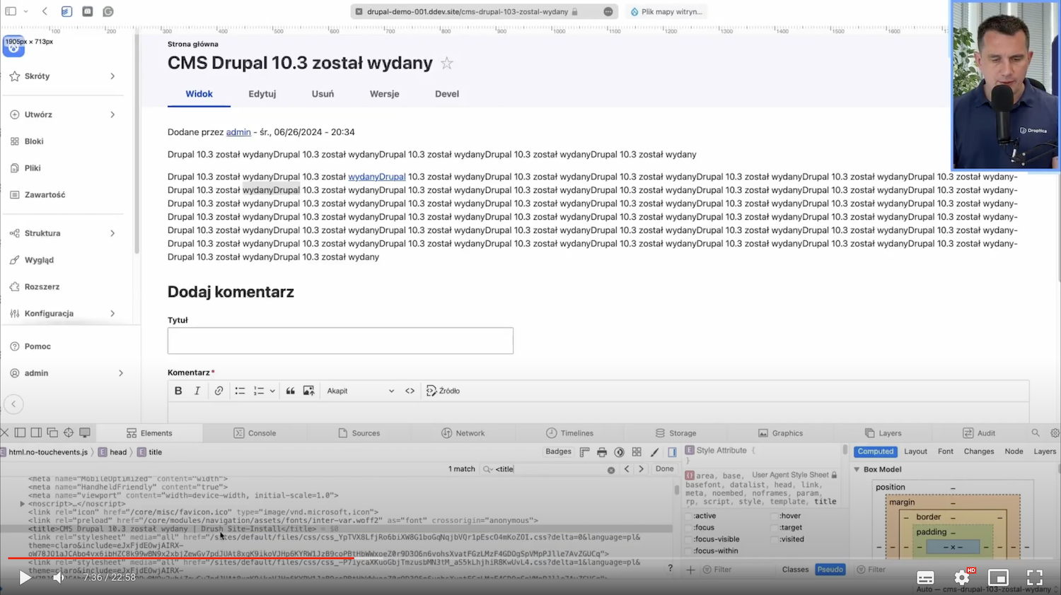 Set title for the page “CMS Drupal 10.3 has been released”.